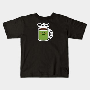 Woohoo! | Coffee | Charging | Low Battery | Cute Kawaii | Black Kids T-Shirt